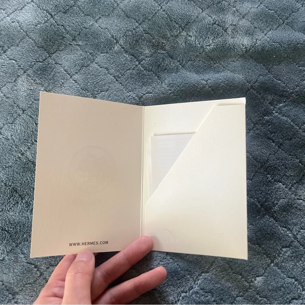 Hermes Blank‎ Greeting Card Gift Note Folder Cream Textured Paper Logo